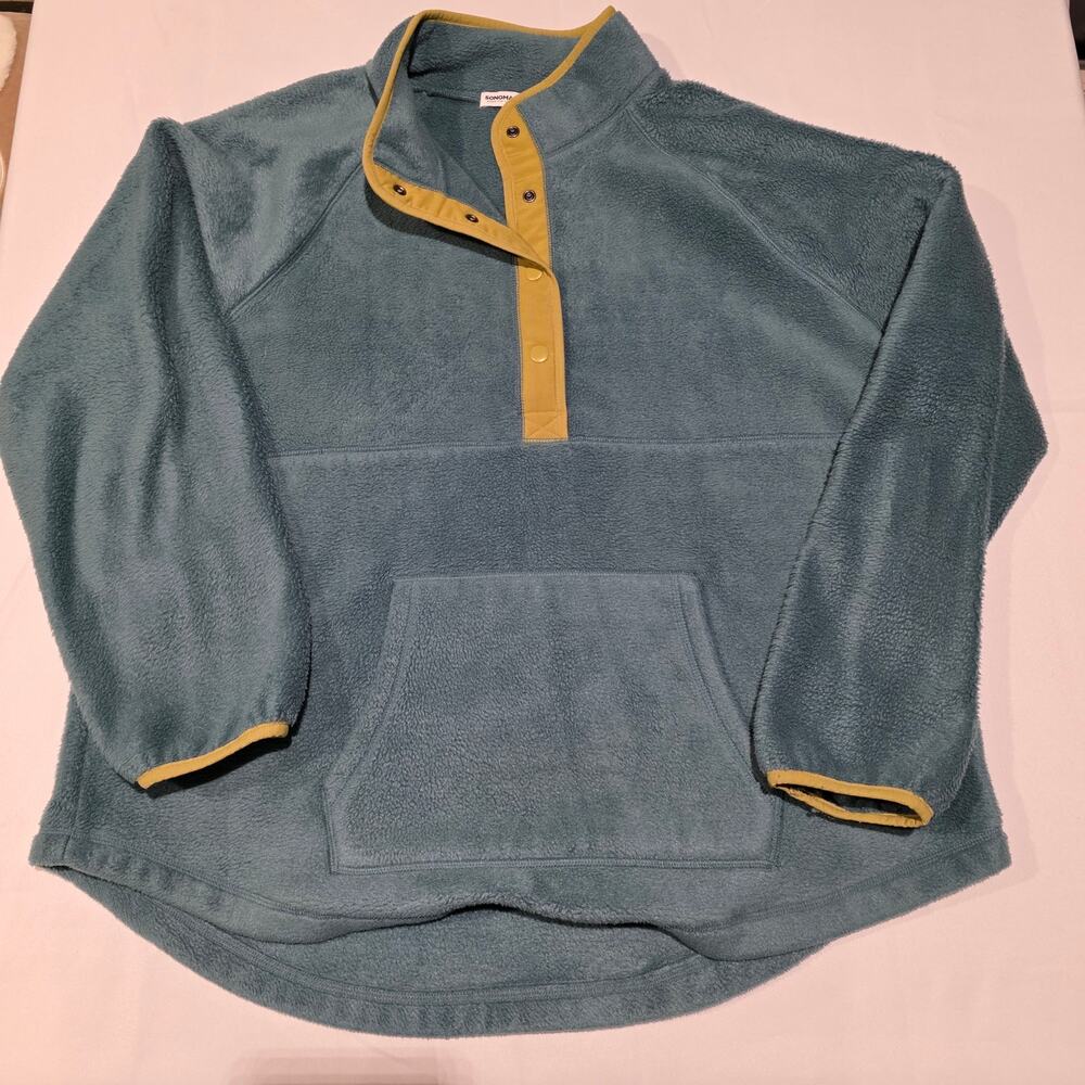 XXL Womens Fleece Pullover Blue/Green Long Sleeve Sonoma Brand